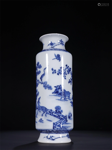 A Blue and White Landscape Patterned Porcelain Vase