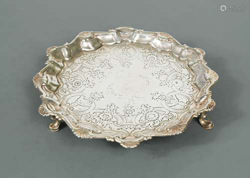 A George II silver waiter,