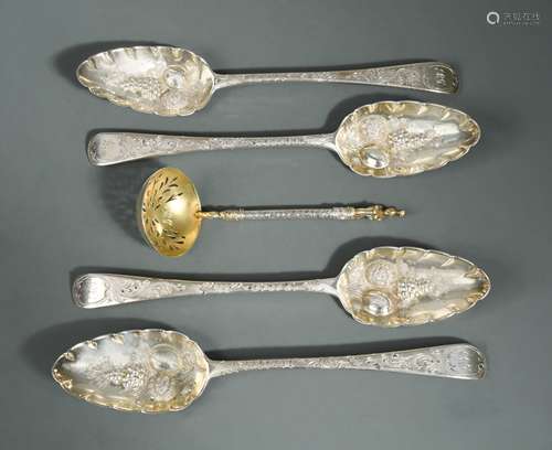 A set of four George III 18th century silver tablespoons tog...