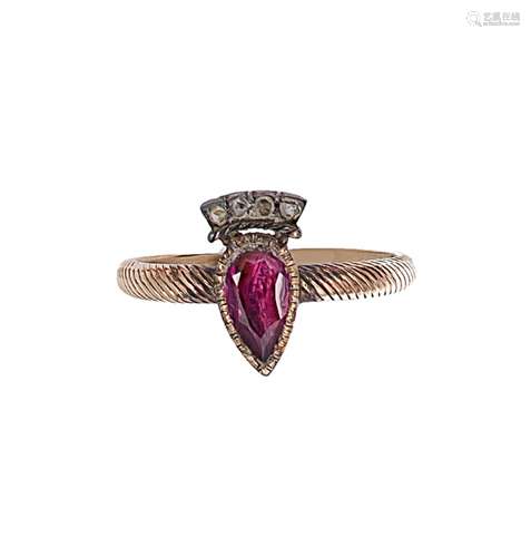 A Georgian garnet and diamond ring,