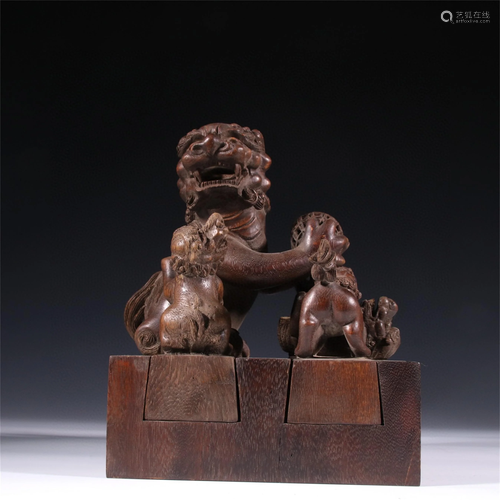 A Set of Agarwood Lion Topped Seals