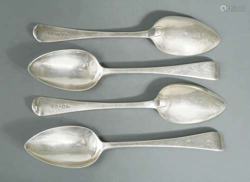 York - A set of four George III silver tablespoons,