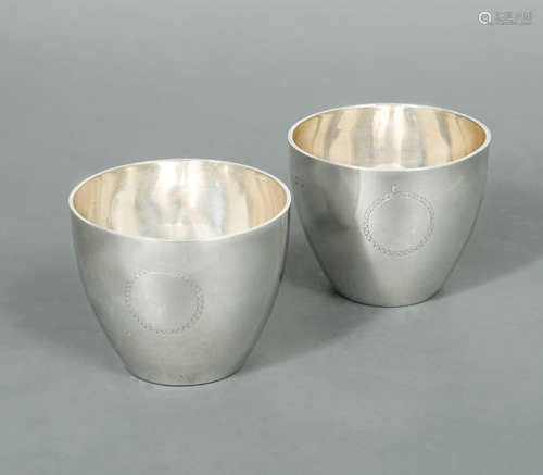 York - A pair of rare George IV silver tumbler cups,