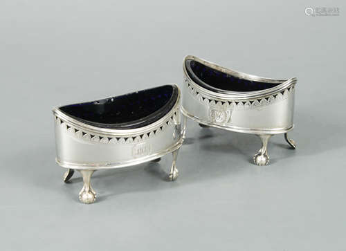 A pair of George III 18th century silver salts,