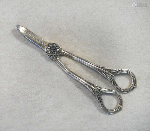 A pair of late 20th century silver grape scissors, mark of A...