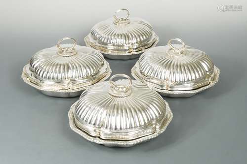 Four George III covered vegetable dishes,