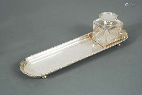 Edinburgh - A George V silver pen tray and inkwell,