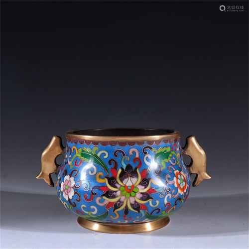 A Cloisonne Flower Patterned Incense Burner