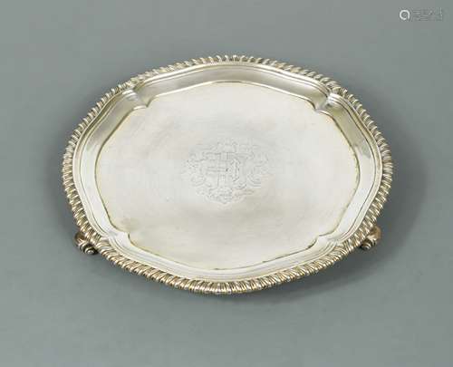 A George II parcel gilt silver waiter,