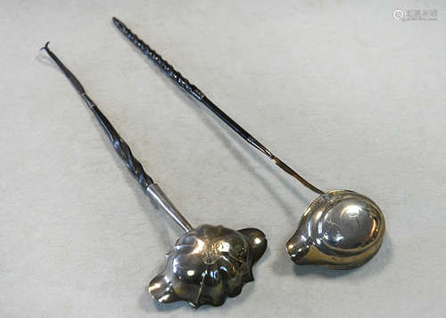 A George II silver punch ladle together with a George III ex...