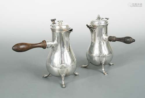 An 18th century French metalwares silver chocolatière and ho...