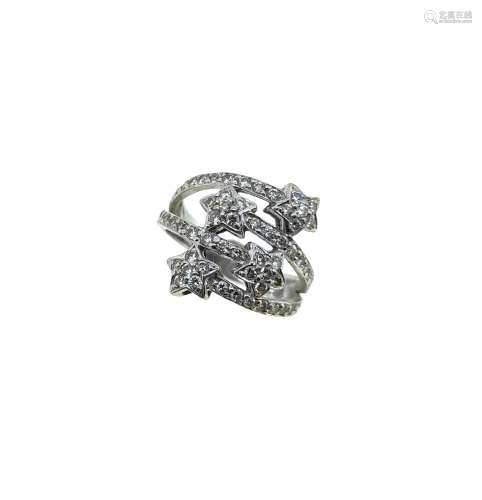 A four row diamond set 'Chanel' style dress ring,