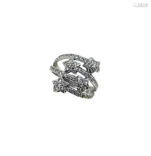 A four row diamond set 'Chanel' style dress ring,