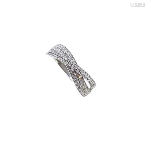 An 18ct white gold diamond set crossover ring,