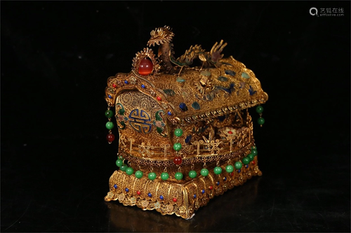 A Gilt Bronze Dragon Topped Decoration