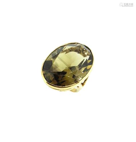 A 9ct gold large smokey quartz dress ring,