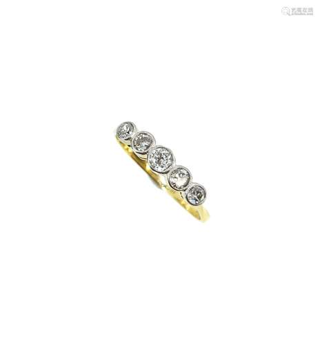 A five stone diamond half hoop style ring,