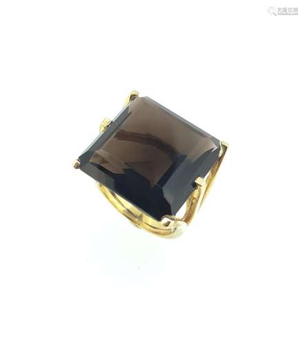 A large smokey quartz dress ring,