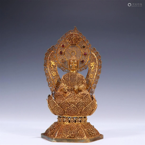 A Gilt Silver Buddha Statue