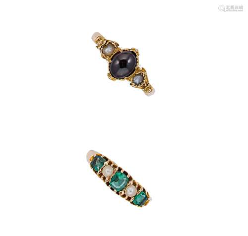 Two Victorian gemset rings,