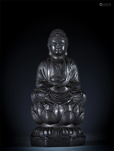 A Carved Zitan Wood Buddha Statue