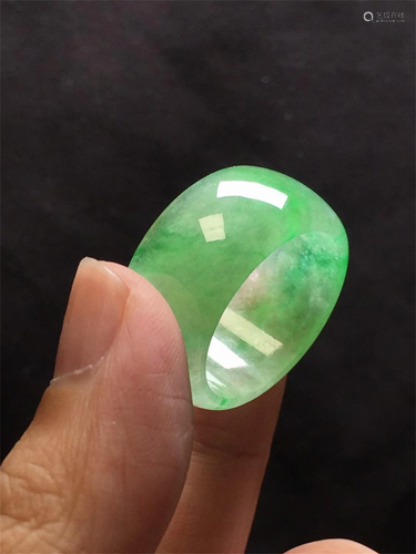 A Chinese Carved Jadeite Thumb Ring