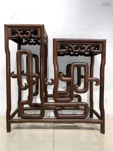 A Chinese Carved Hardwood Flower Stand