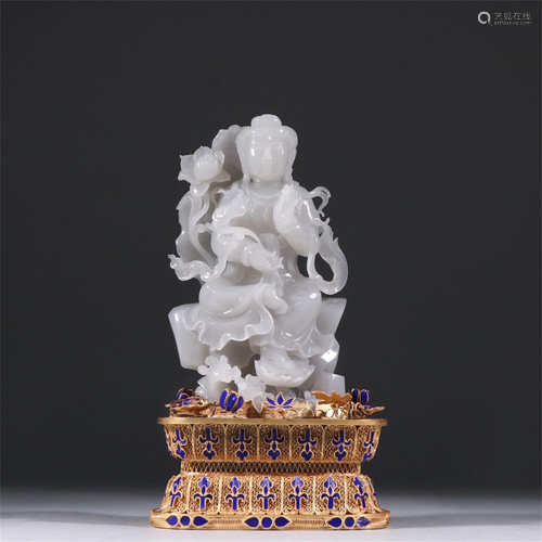 A Chinese Carved Jade Figure of Buddha