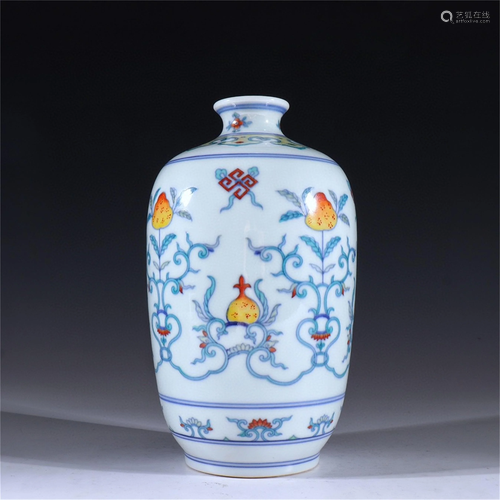 A Dou-Cai Glazed Porcelain Vase with Flower Pattern