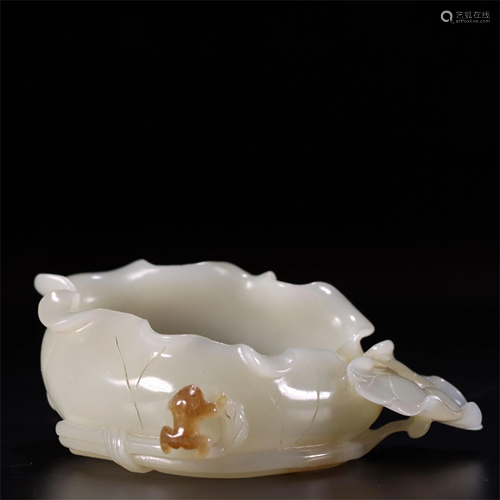 A Chinese Carved Jade Brush Washer