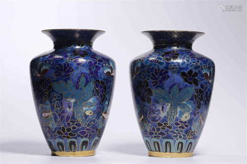 A Pair of Chinese Cloisonne Vases