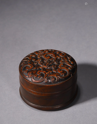 A Chinese Carved Hardwood Box with Cover