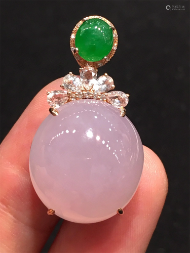 A Chinese Carved Jadeite Pendant (W/O Chain)