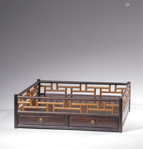 A Chinese Carved Hardwood Tray