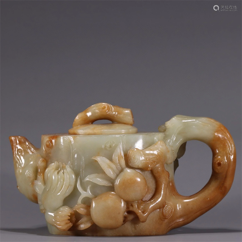 A Chinese Carved Jade Teapot