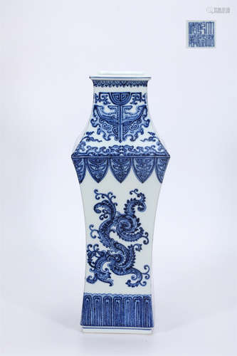 Blue and white flower and phoenix square incense device