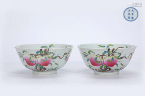 A pair of famille rose bowls