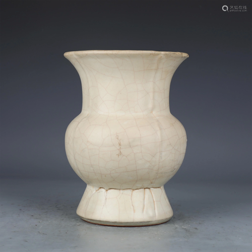 A CHINESE MOON-WHITE GLAZE PORCELAIN GU VASE