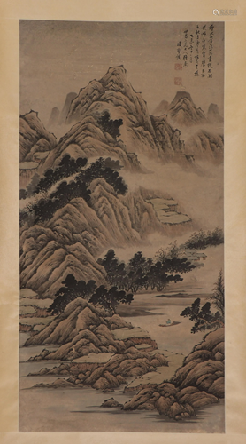 A CHINESE PAINTING OF LANDSCAPE AND FIGURE