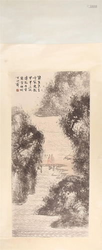 A CHINESE PAINTING OF LANDSCAPE AND FIGURES