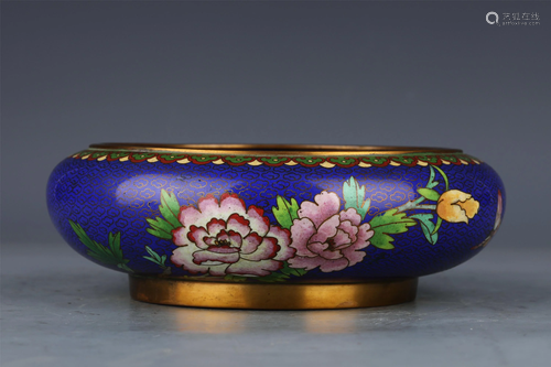 A CHINESE CLOISONNE ENAMEL FLORAL WASHER