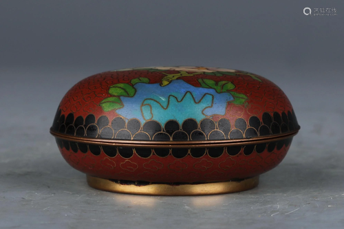 A CHINESE CLOISONNE ENAMEL INK-PASTE BOX AND COVER