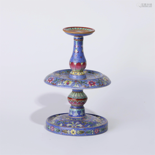 A CHINESE YANG-CAI PORCELAIN CANDLE HOLDER