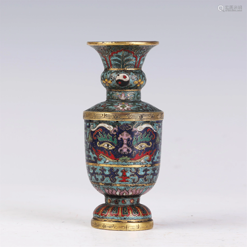 A CHINESE GILT BRONZE AND CLOISONNE ENAMEL VASE