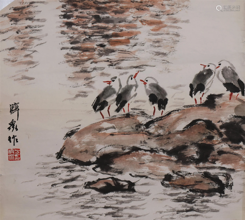 A CHINESE PAINTING OF WATER BIRDS