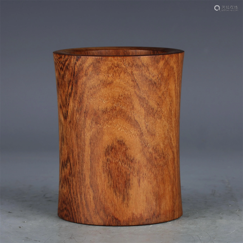 A CHINESE HARDWOOD BRUSH POT