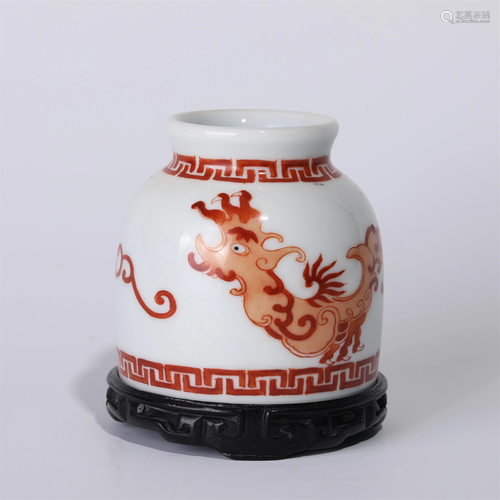 A CHINESE WHITE AND IRON-RED GLAZE PORCELAIN WATER POT