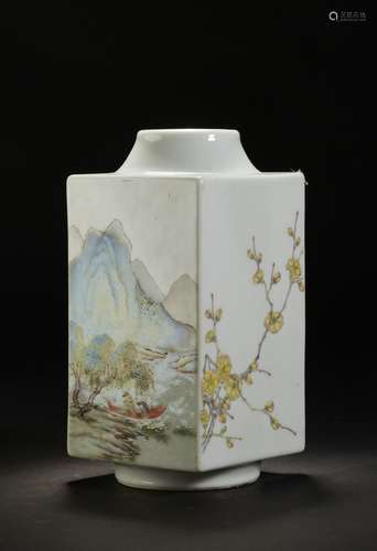 Chinese Famille Rose Porcelain Square Bottle