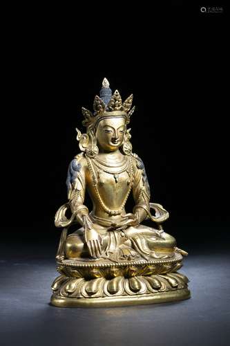 Chinese Bronze Gold Gilded Buddha Statue