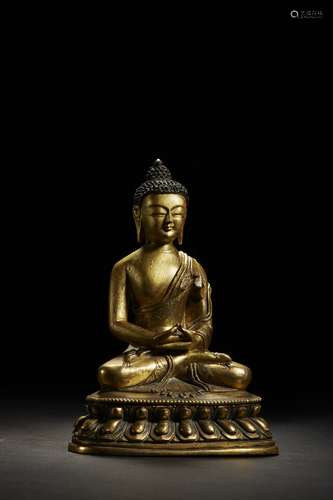 Chinese Bronze Gold Gilded Buddha Statue